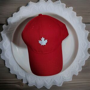 Calhoun Sportswear Canadian Red And White Maple Leaf Adjustable Baseball Cap